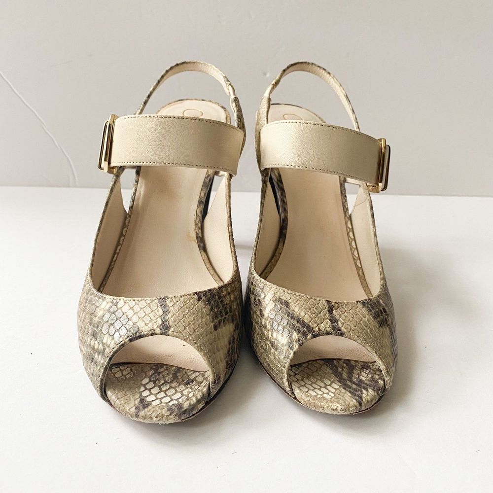 Snake Print Open-Toe Heel - image 4